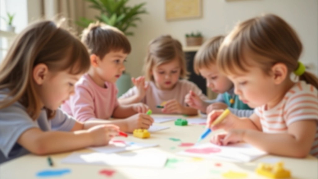 Group of young children engaged in a creative art and craft activity