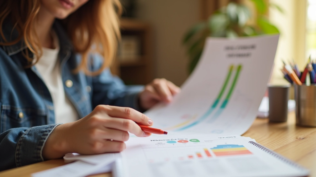 Parent reviewing developmental milestone chart with notes, tracking child progress on calendar